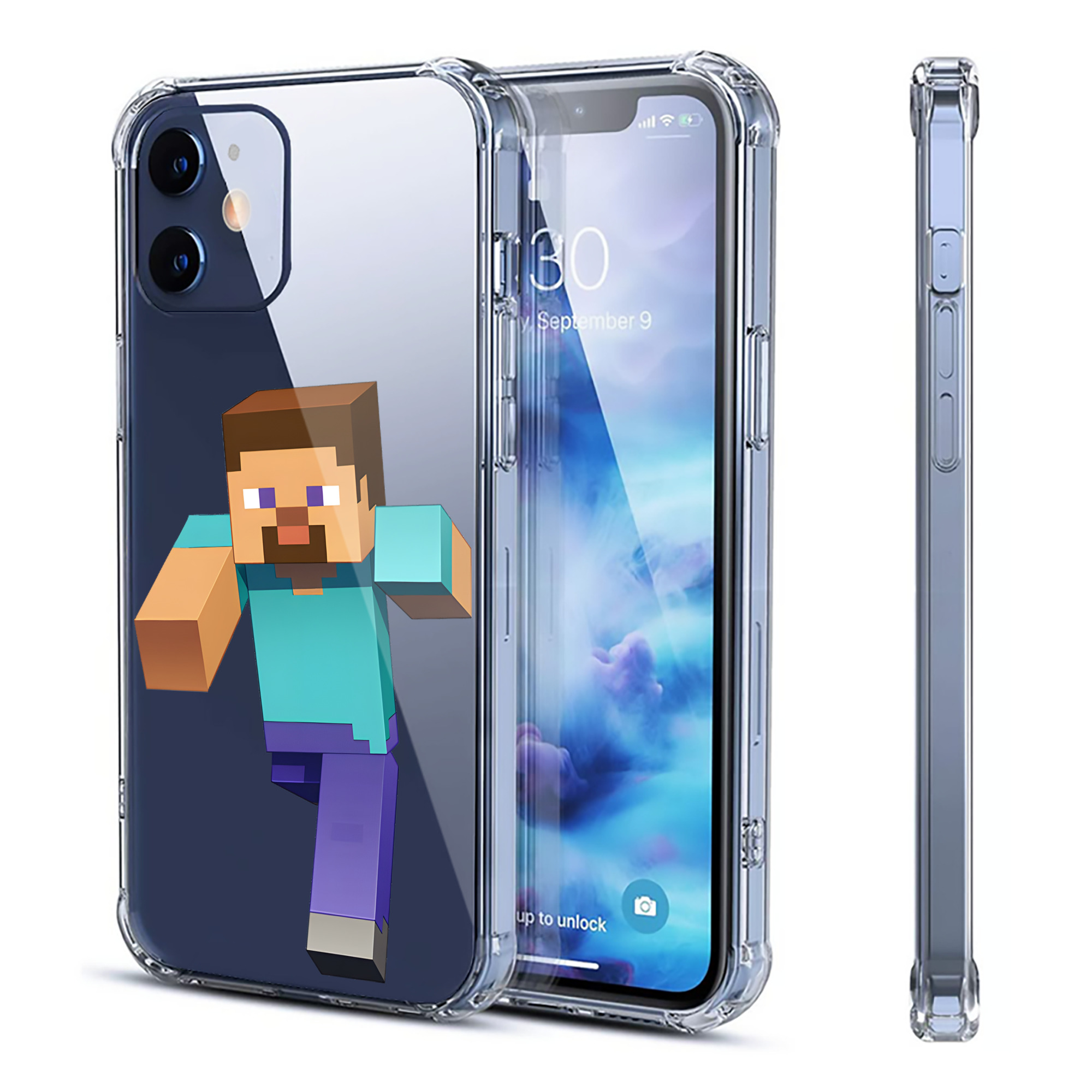 （画像用） マインクラフト ブロックの世界 Minecraft MC Block world 【iPhone 12シリーズ対応】透明スマホケース（クリアソフトケース）